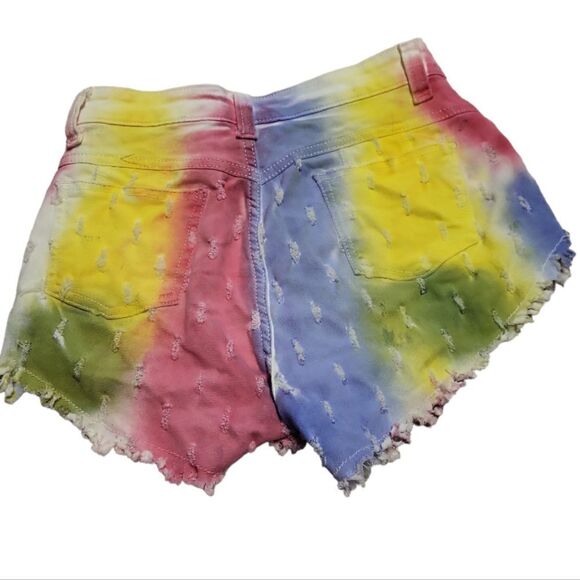 ‎Rainbow Denim Shorts, Distressed, Raw Hem Size 1 Glory Colombia - Picture 2 of 7